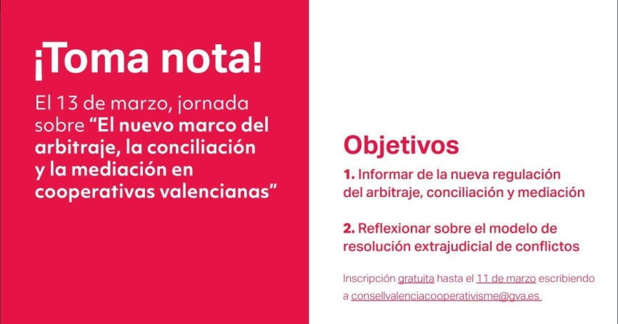 Jornada informativa sobre els canvis en la regulació de l'arbitratge, conciliació i mediació a les cooperatives
